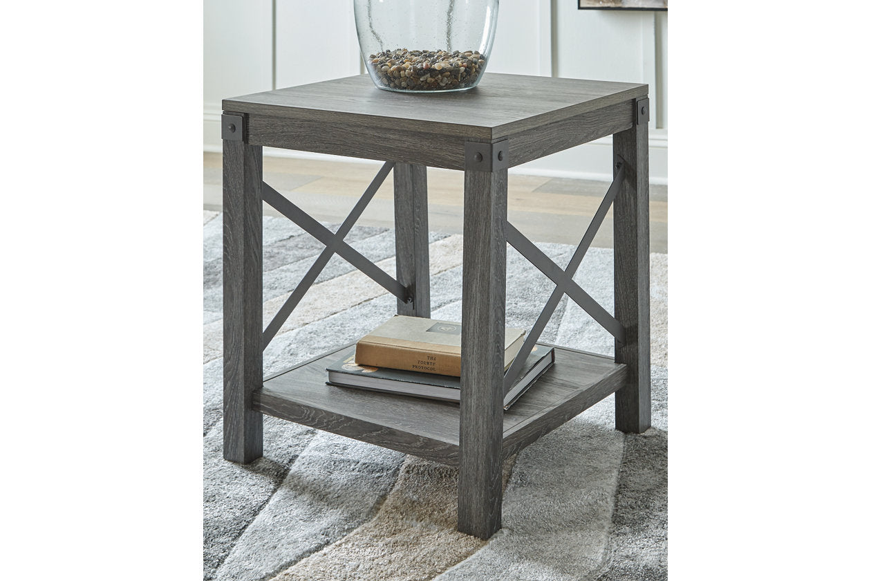Freedan Grayish Brown Lift-top Coffee Table, 2 End Tables and Console - Ashley - Luna Furniture