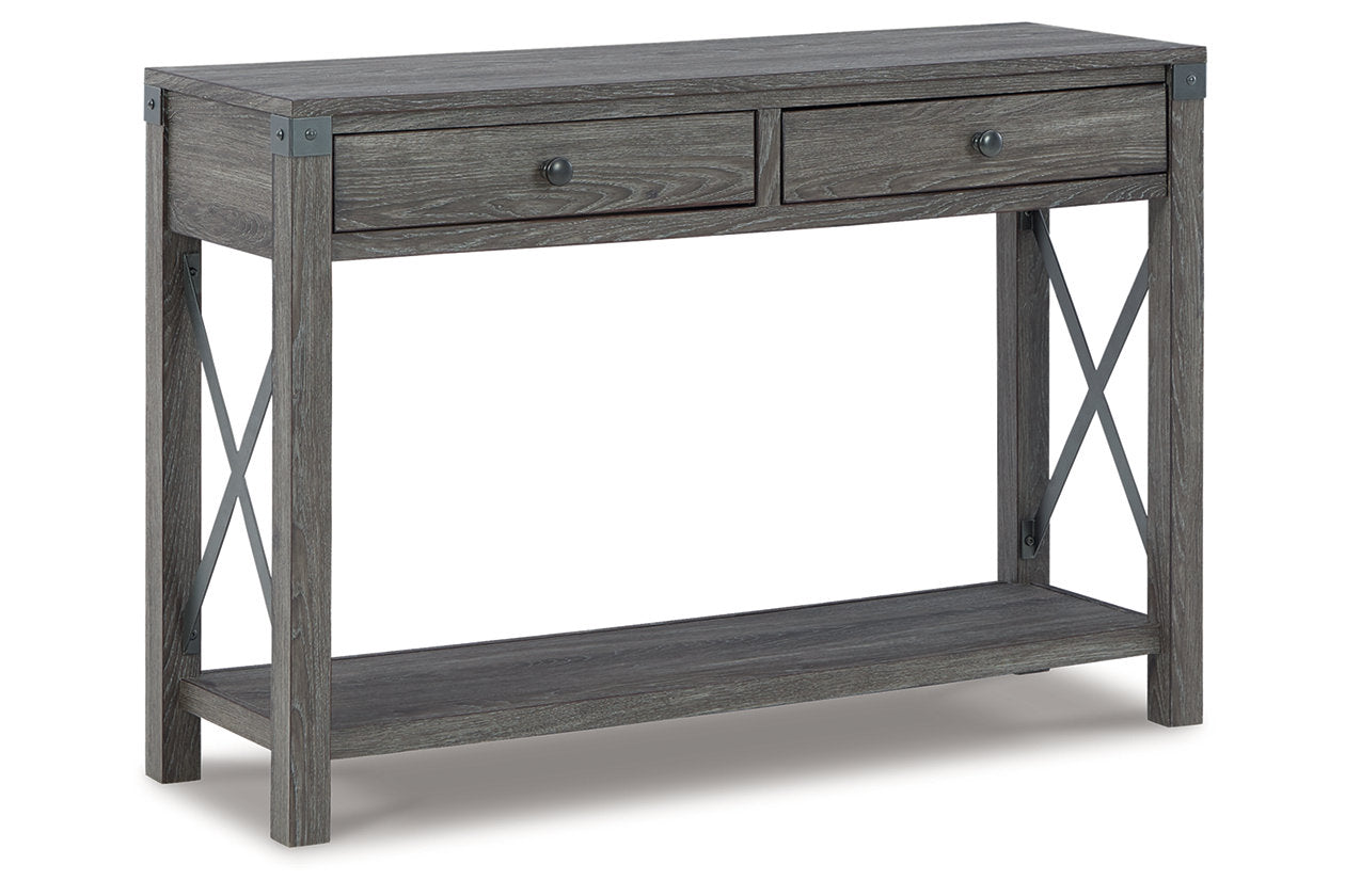 Freedan Grayish Brown Lift-top Coffee Table, 2 End Tables and Console - Ashley - Luna Furniture