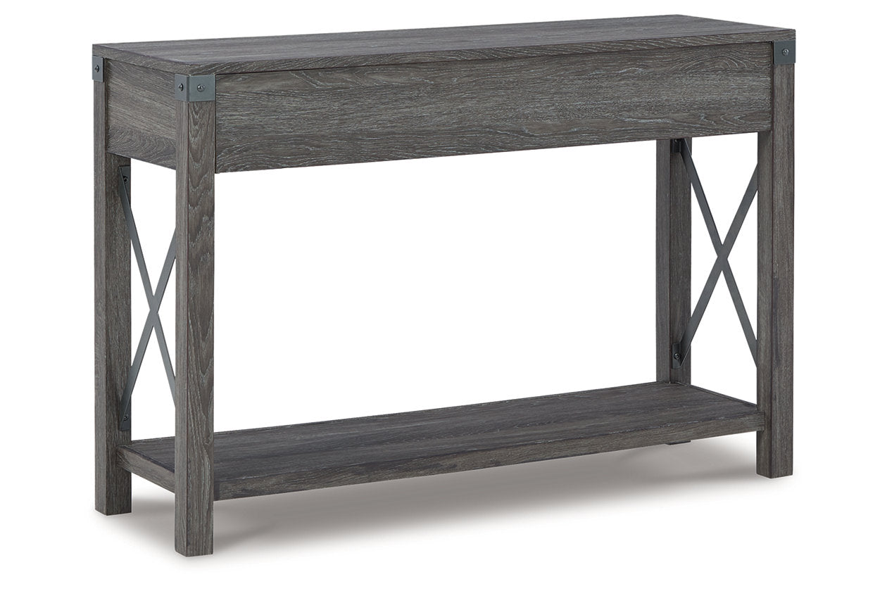 Freedan Grayish Brown Lift-top Coffee Table, 2 End Tables and Console - Ashley - Luna Furniture