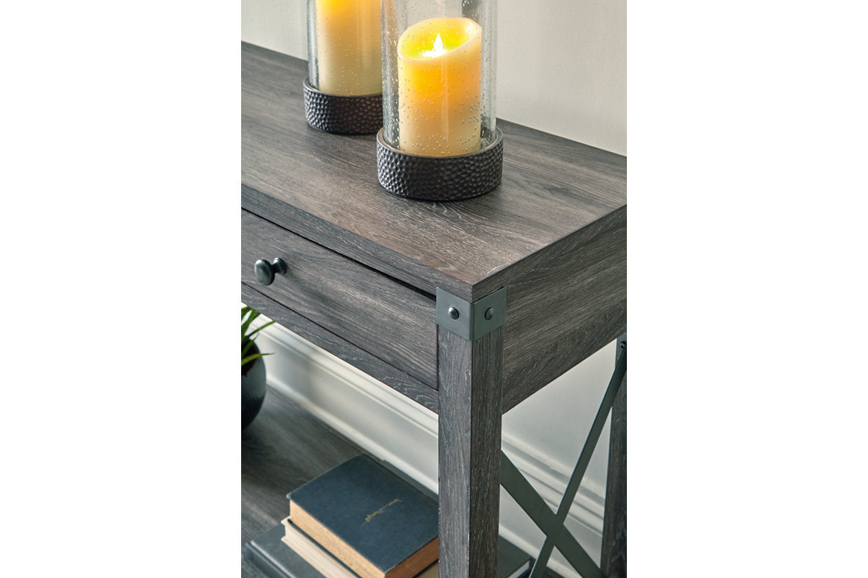 Freedan Grayish Brown Lift-top Coffee Table, 2 End Tables and Console - Ashley - Luna Furniture