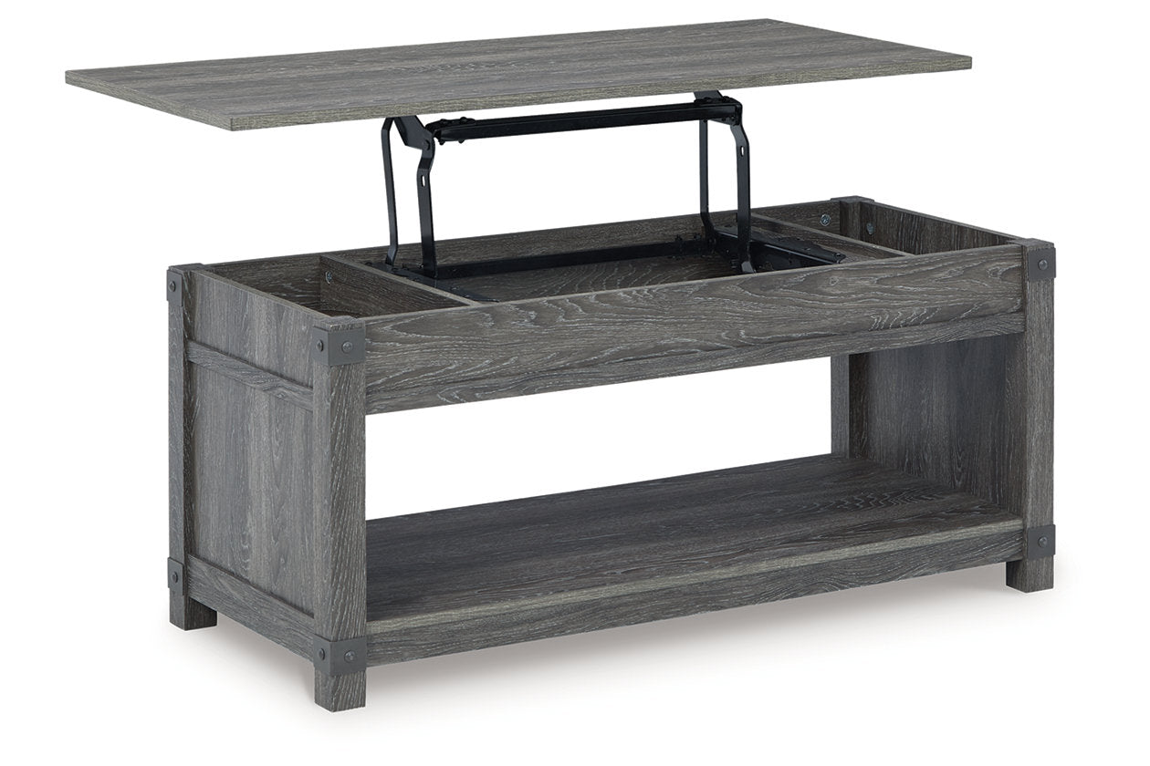 Freedan Grayish Brown Lift-top Coffee Table, 2 End Tables and Console - Ashley - Luna Furniture