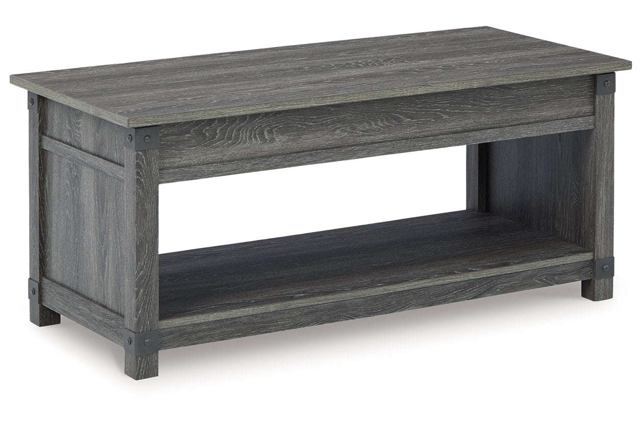 Freedan Grayish Brown Lift-top Coffee Table, 2 End Tables and Console - Ashley - Luna Furniture