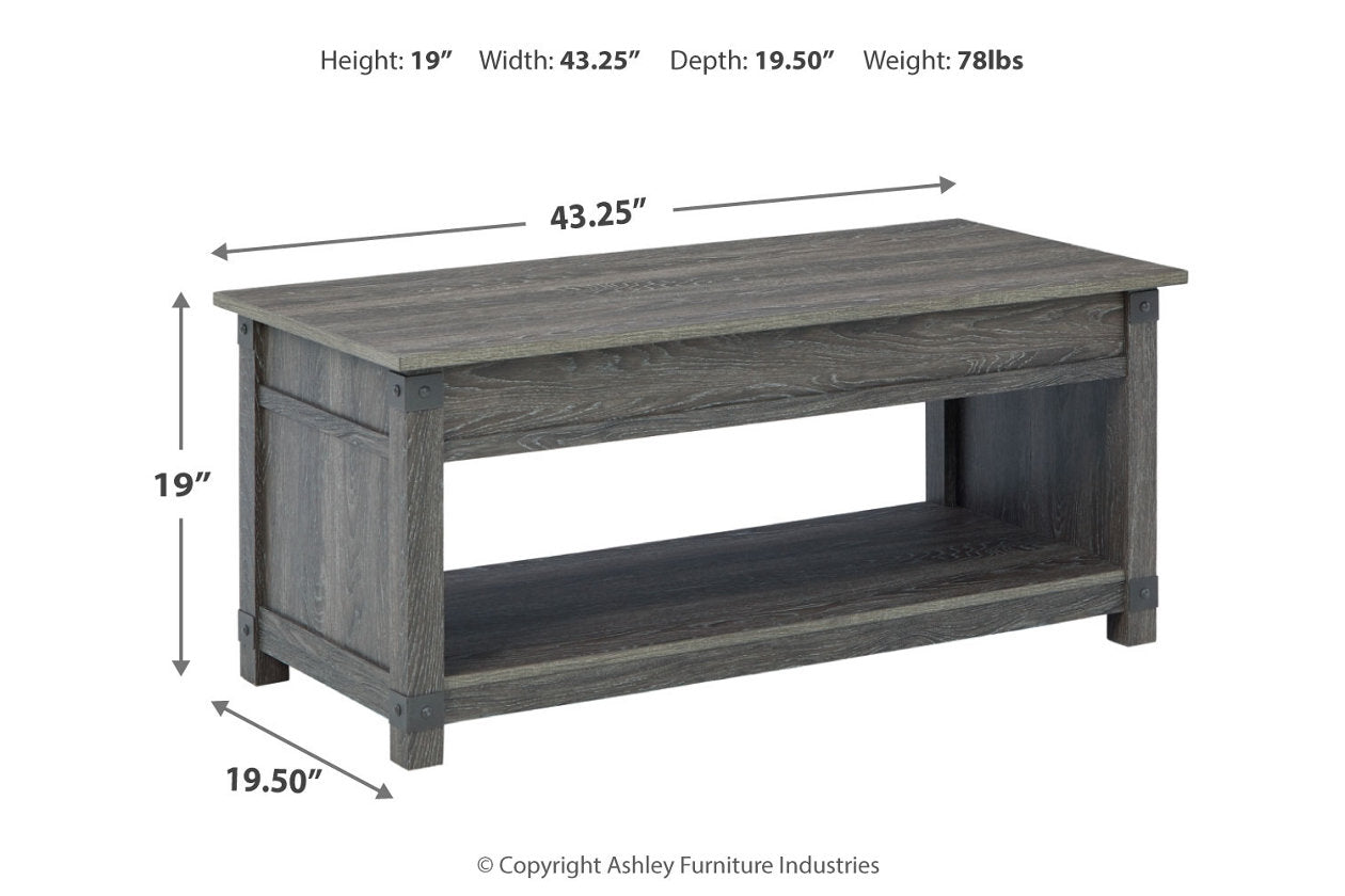 Freedan Grayish Brown Lift-top Coffee Table, 2 End Tables and Console - Ashley - Luna Furniture