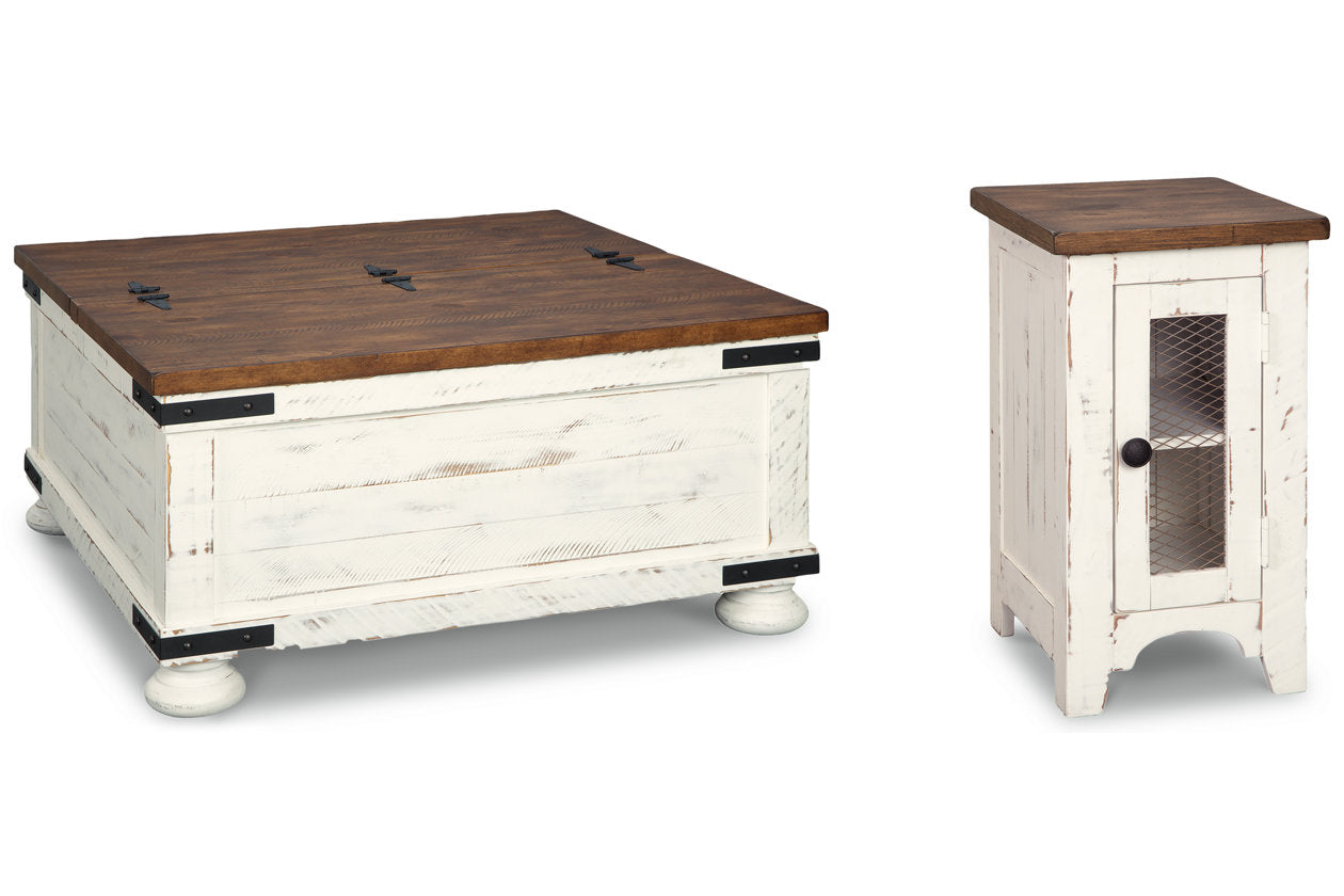 Wystfield White/Brown Coffee Table and Chairside End Table - Ashley - Luna Furniture