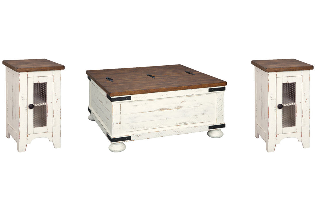 Wystfield White/Brown Coffee Table and 2 Chairside End Tables - Ashley - Luna Furniture