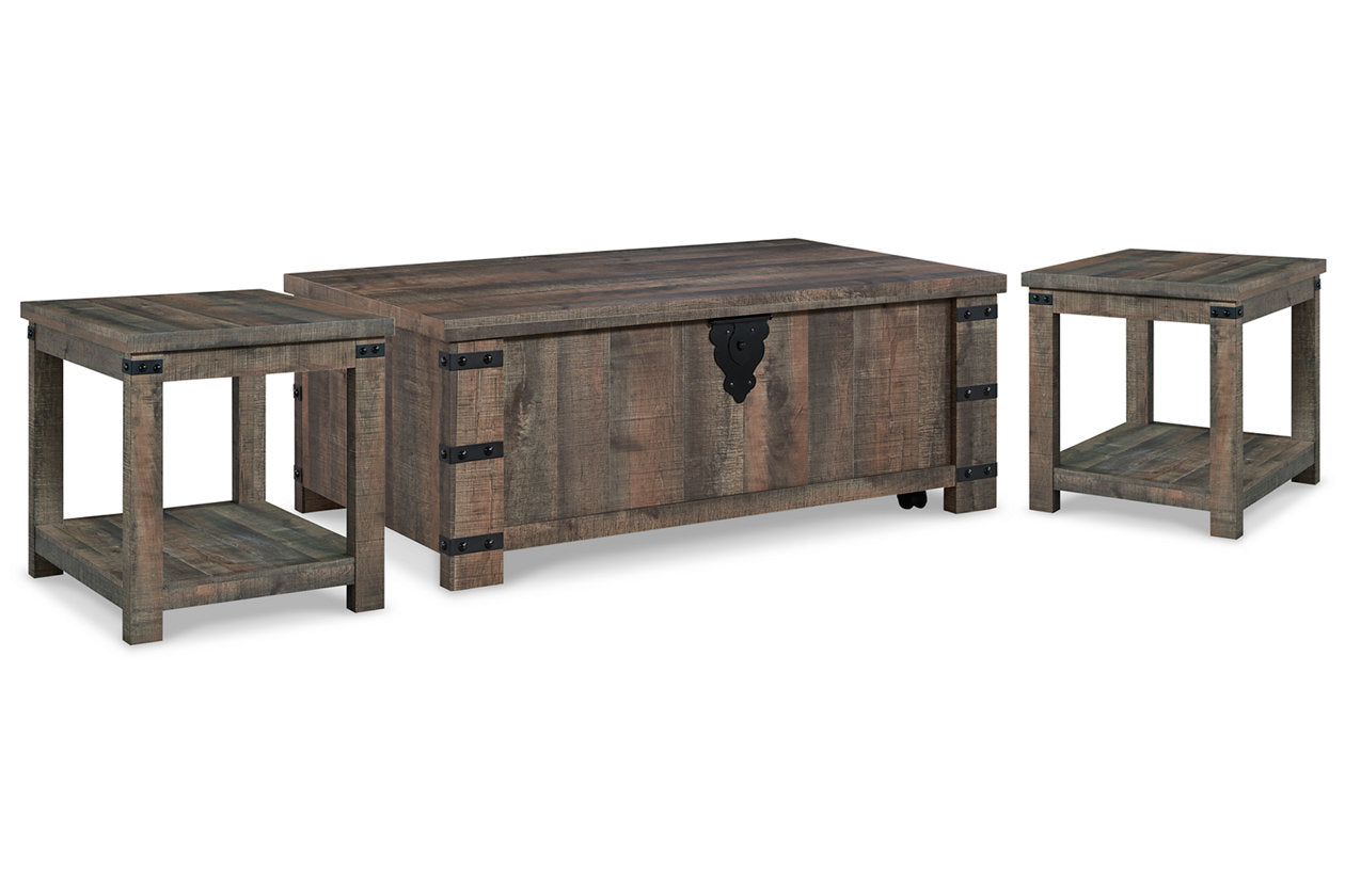Hollum Rustic Brown Lift-top Coffee Table and 2 End Tables - Ashley - Luna Furniture