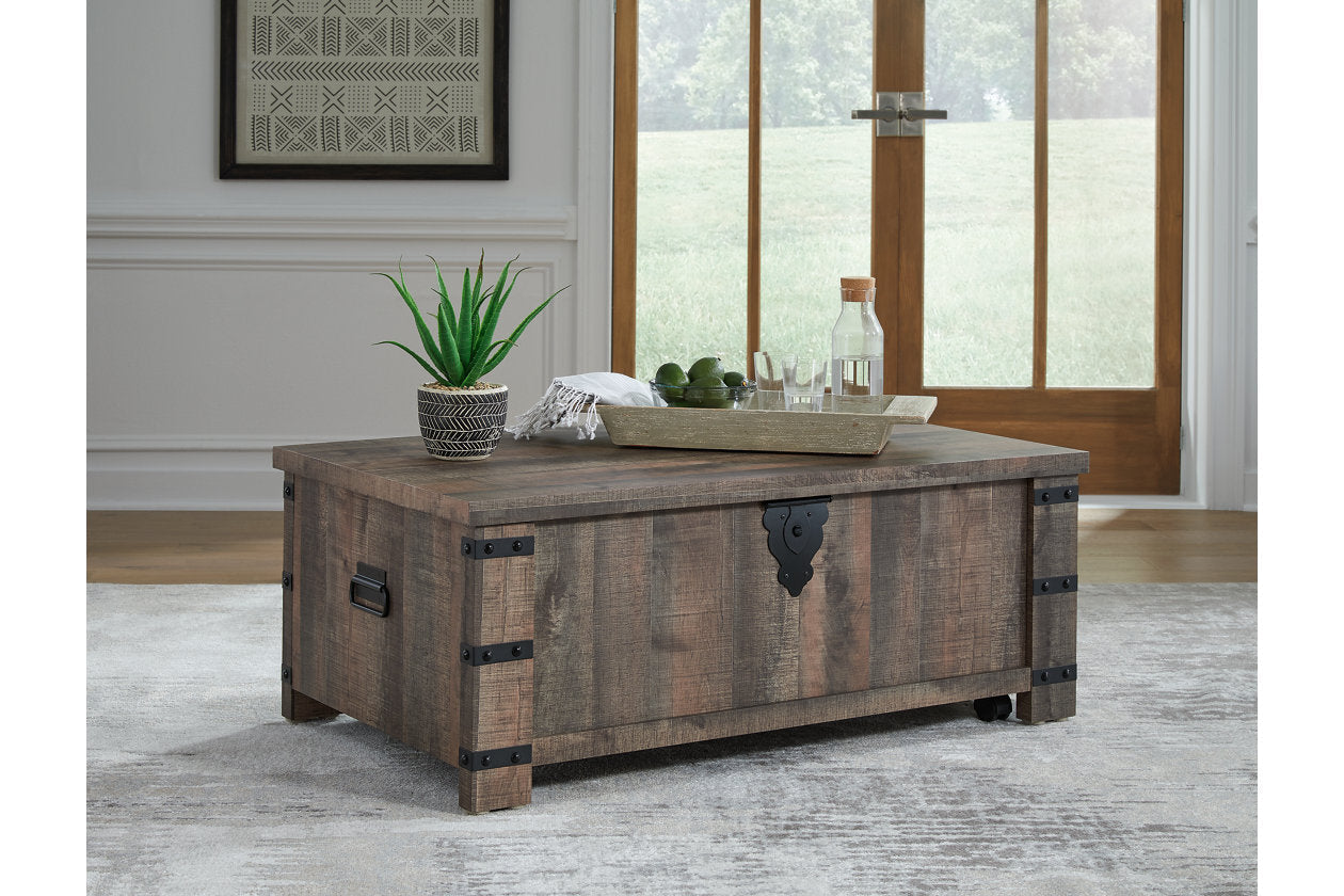 Hollum Rustic Brown Lift-top Coffee Table and 2 End Tables - Ashley - Luna Furniture