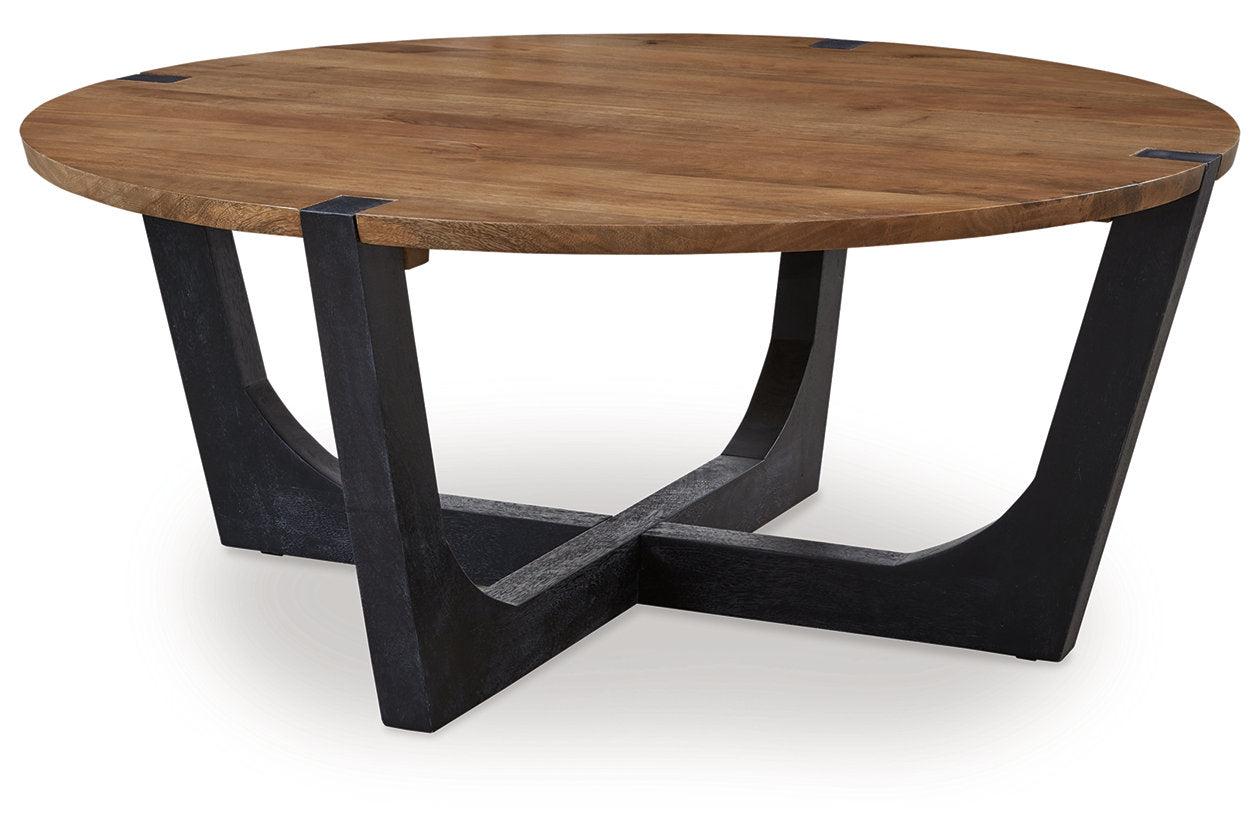 Hanneforth Brown/Black Coffee Table and 2 End Tables - Ashley - Luna Furniture