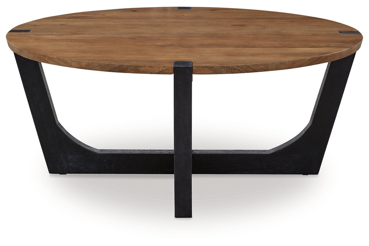 Hanneforth Brown/Black Coffee Table and 2 End Tables - Ashley - Luna Furniture