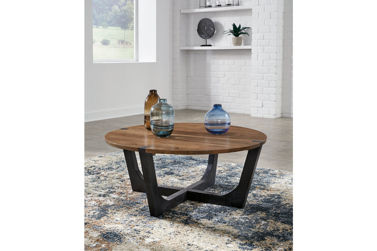 Hanneforth Brown/Black Coffee Table and 2 End Tables - Ashley - Luna Furniture