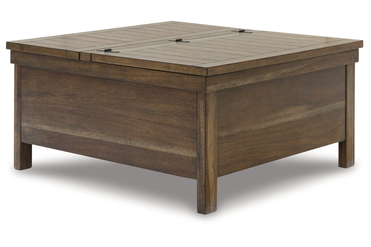 Moriville Grayish Brown Lift-top Coffee Table and 2 Chairside End Tables - Ashley - Luna Furniture