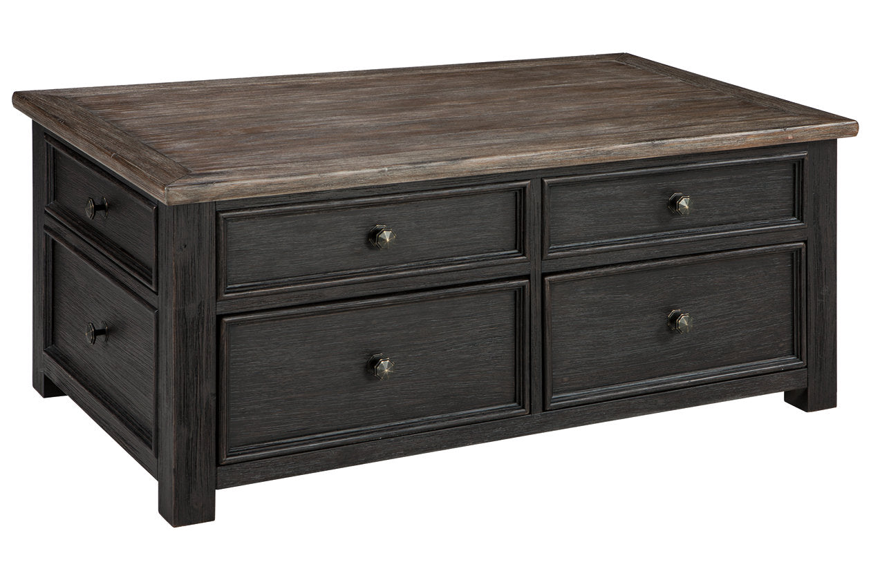 Tyler Creek Grayish Brown/Black Coffee Table and 2 Chairside End Tables - Ashley - Luna Furniture