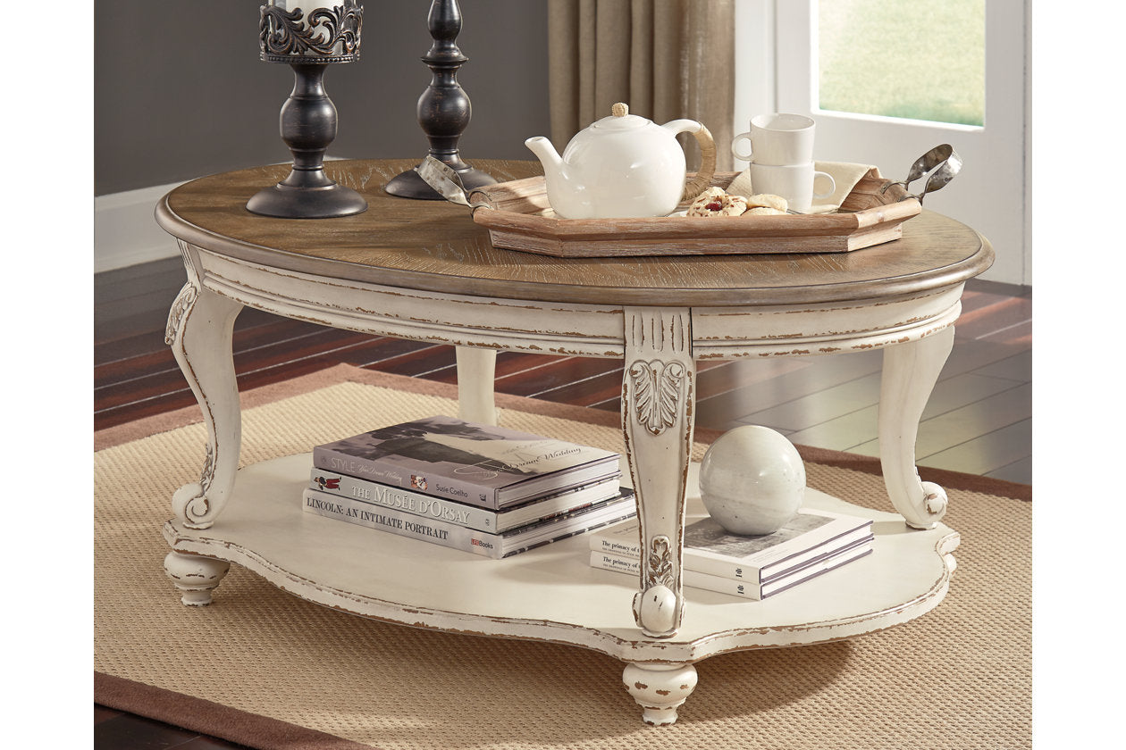 Realyn White/Brown Coffee Table and 2 End Tables - Ashley - Luna Furniture
