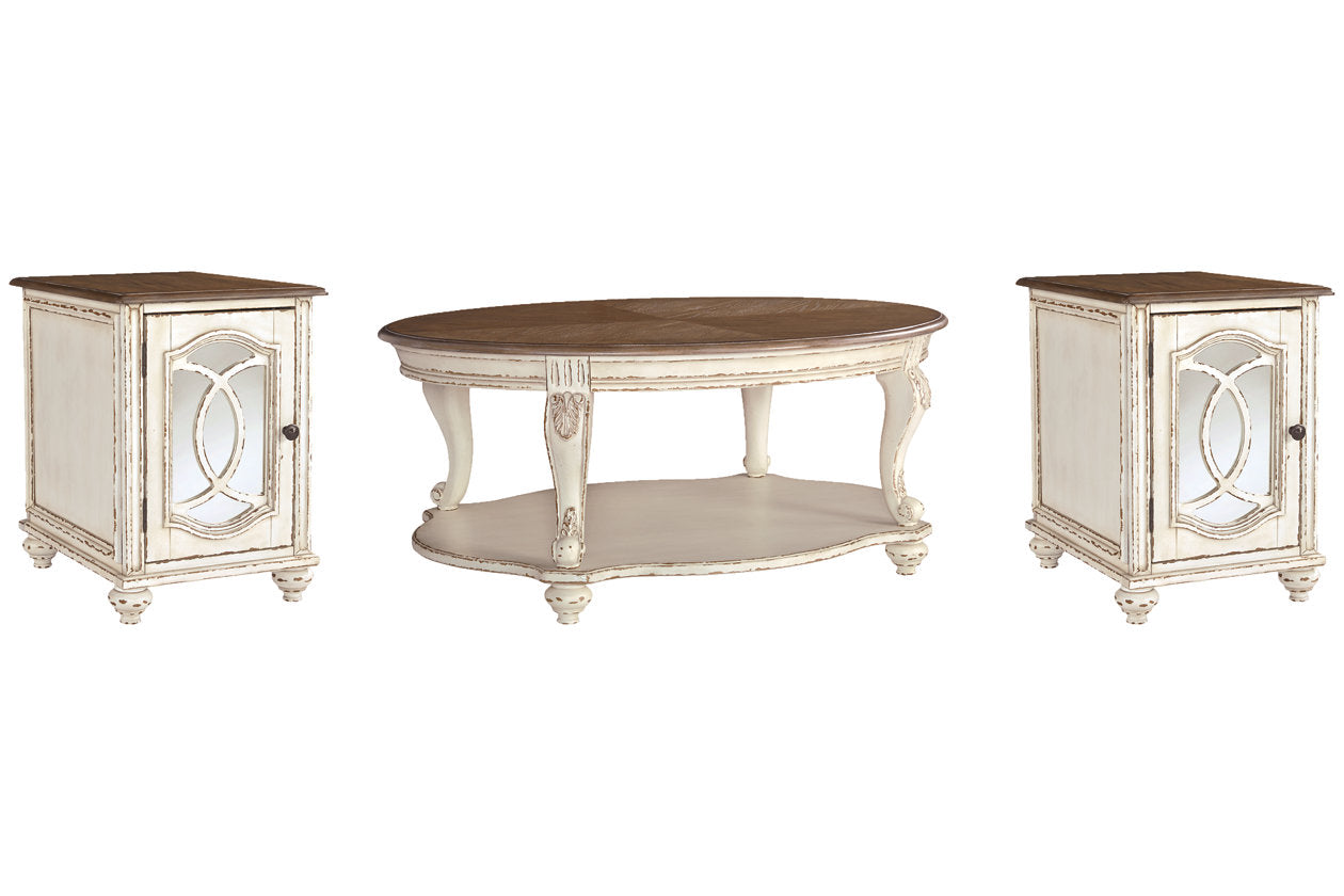 Realyn White/Brown Coffee Table and 2 End Tables - Ashley - Luna Furniture