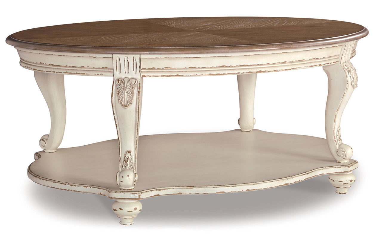 Realyn White/Brown Coffee Table and 2 End Tables - Ashley - Luna Furniture