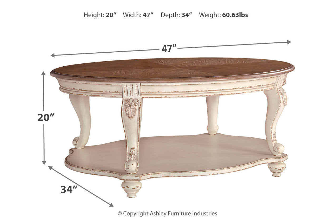 Realyn White/Brown Coffee Table and 2 End Tables - Ashley - Luna Furniture