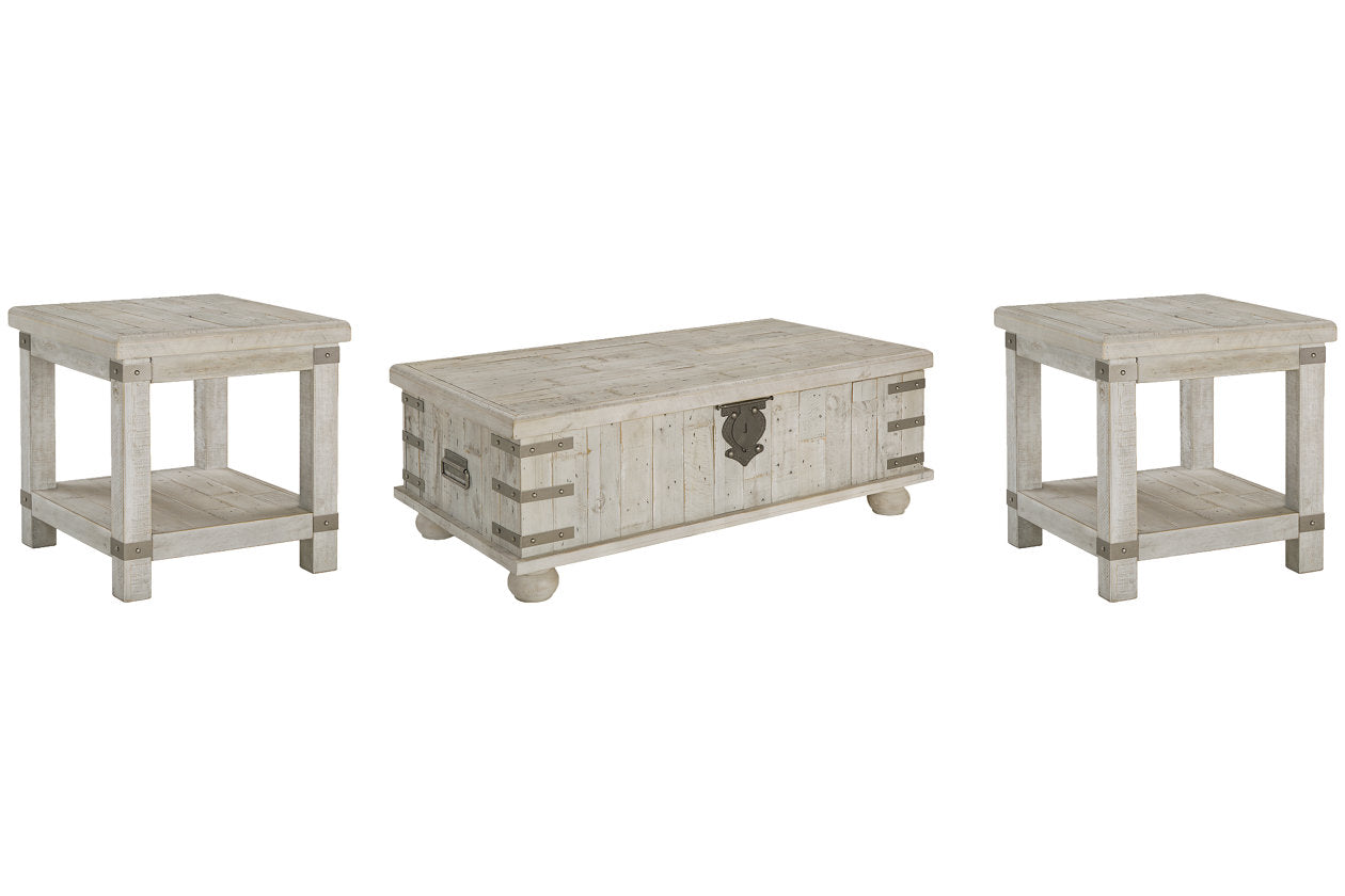 Carynhurst White Wash Gray Coffee Table and 2 End Tables - Ashley - Luna Furniture