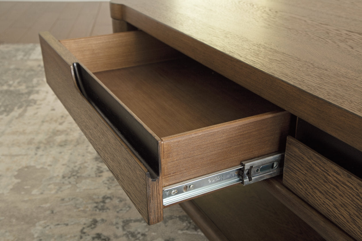 Roanhowe Brown Coffee Table and 2 End Tables - Ashley - Luna Furniture