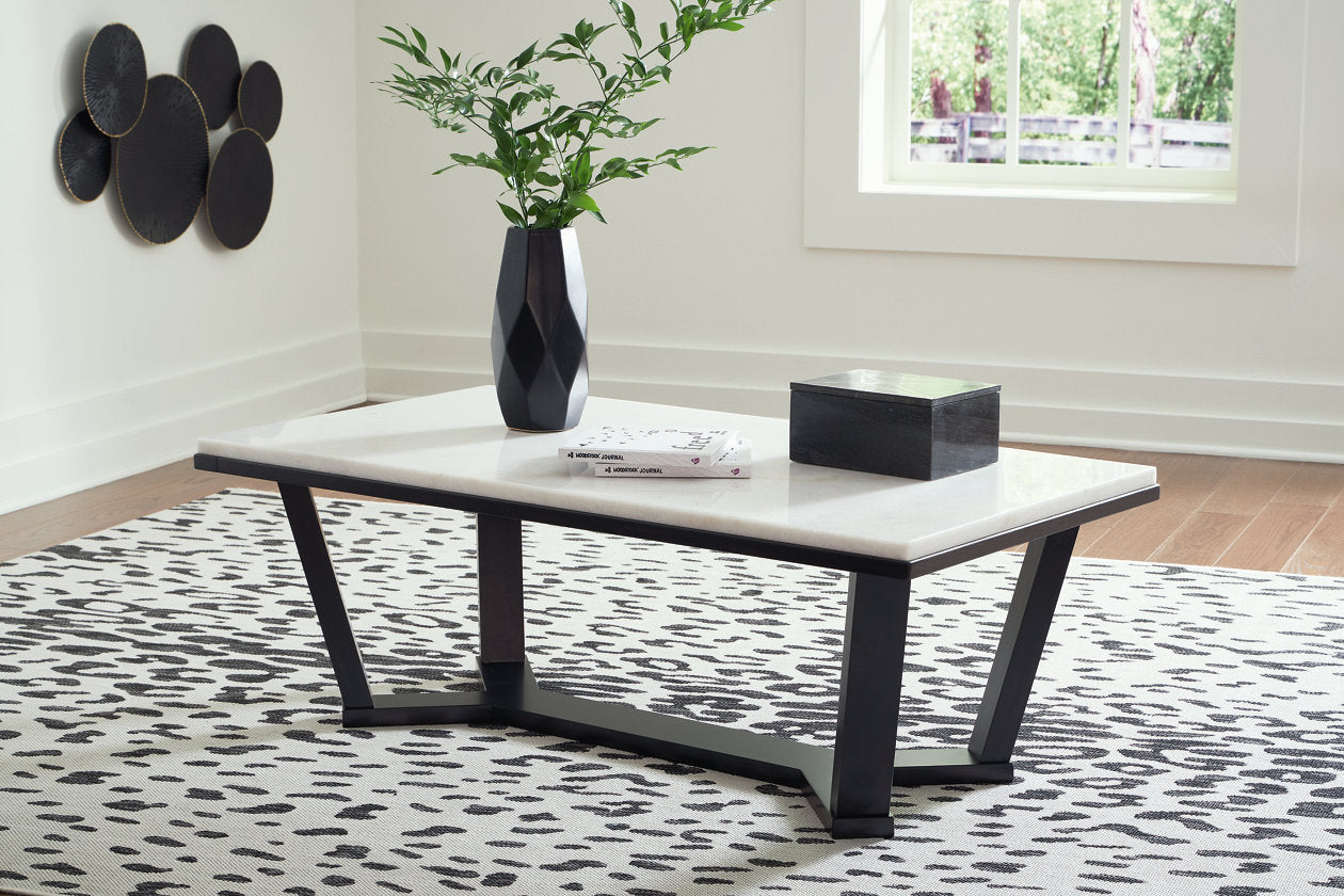 Fostead White/Espresso Coffee Table and 2 Ends - Ashley - Luna Furniture