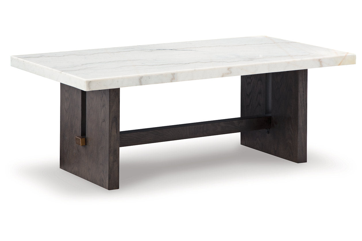 Burkhaus White/Dark Brown Coffee Table and 2 Ends - Ashley - Luna Furniture
