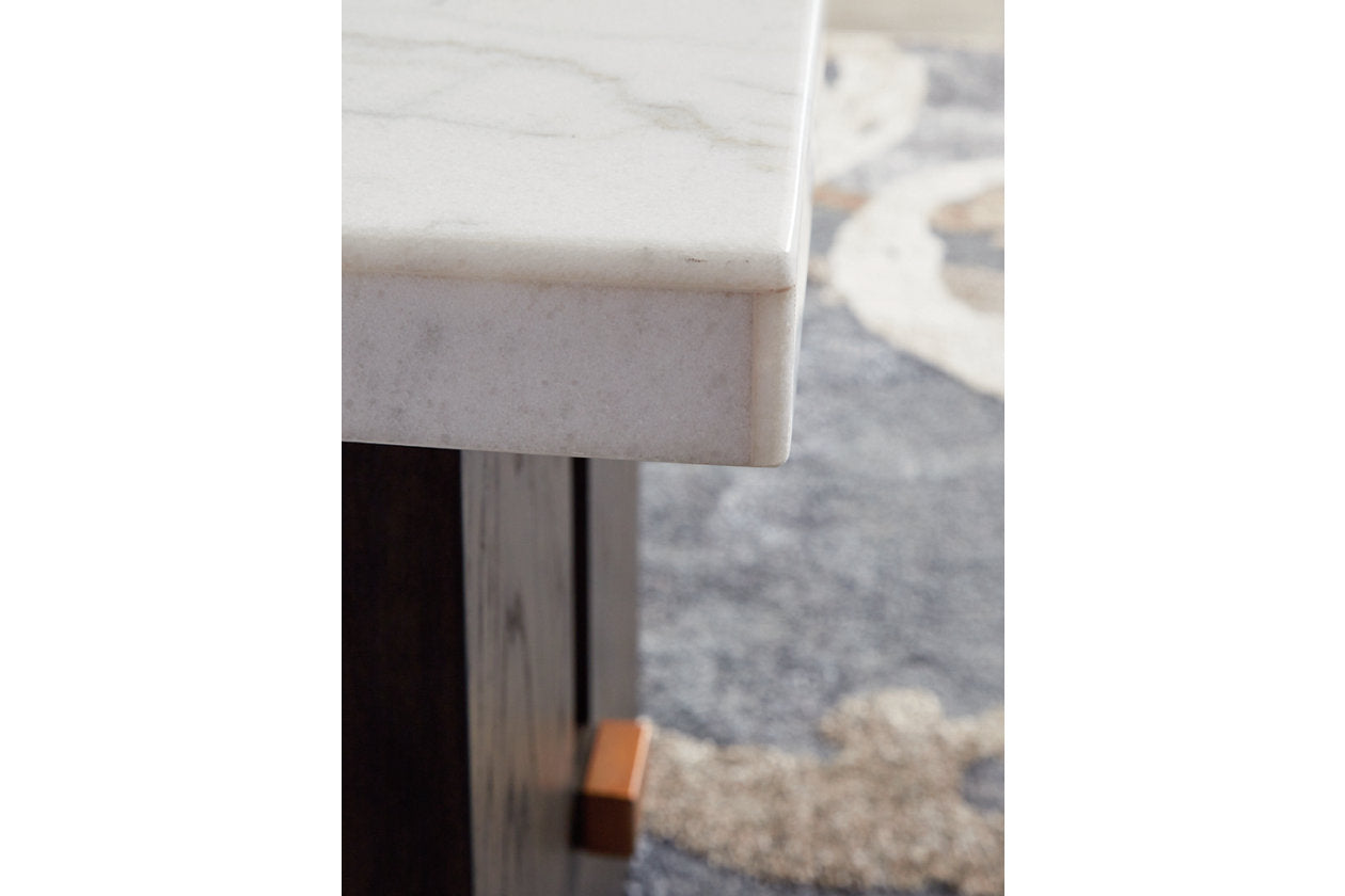 Burkhaus White/Dark Brown Coffee Table and 2 Ends - Ashley - Luna Furniture