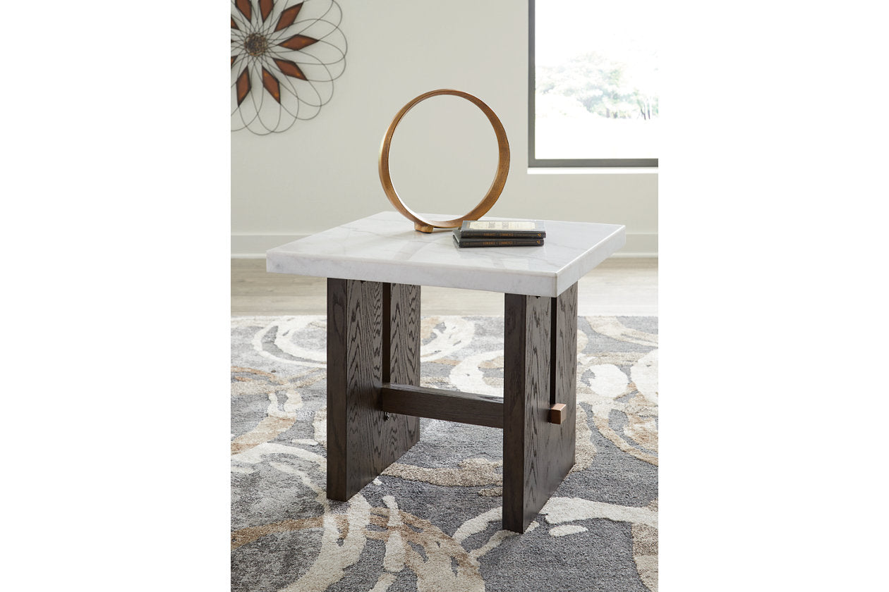 Burkhaus White/Dark Brown Coffee Table and 2 Ends - Ashley - Luna Furniture