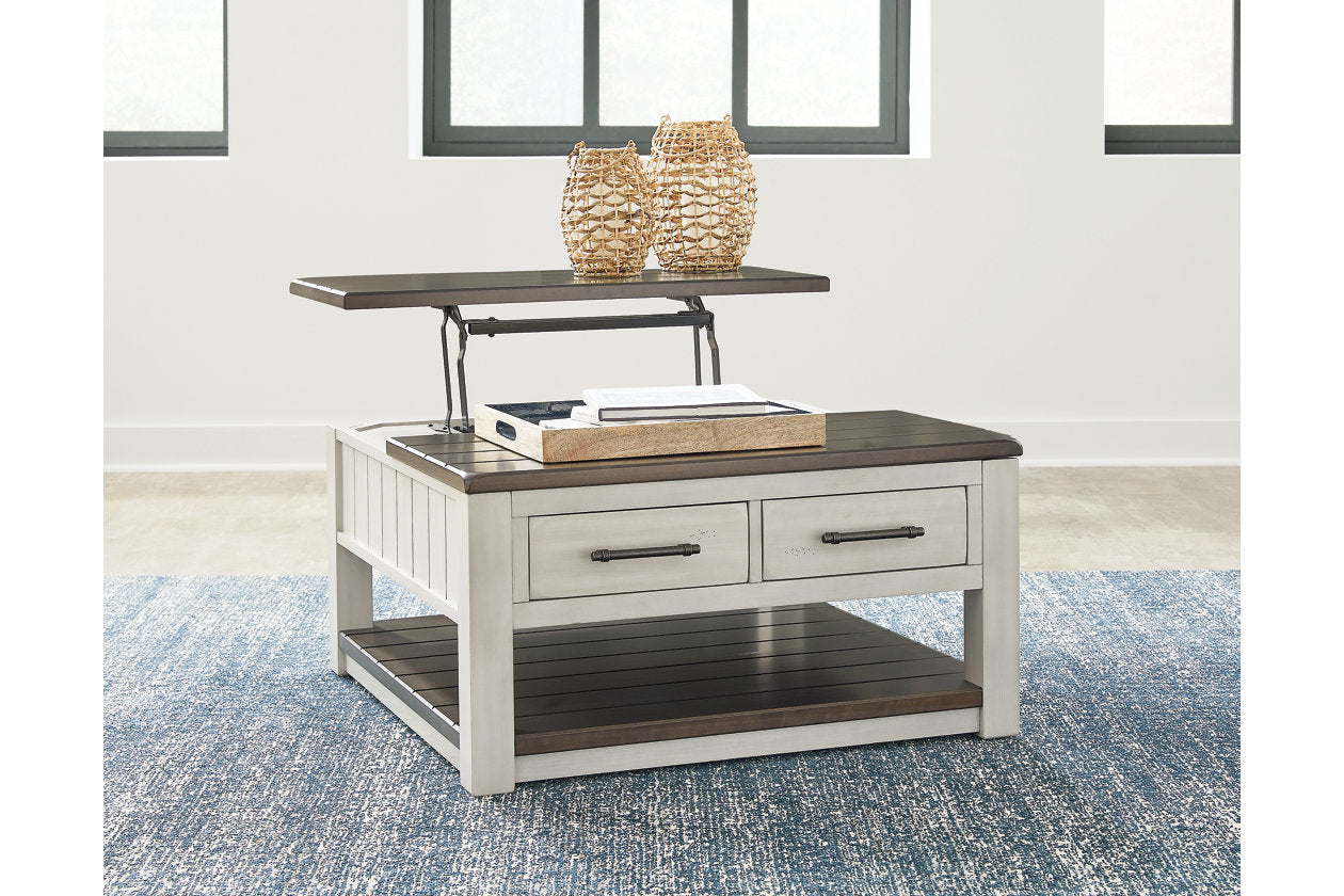 Darborn Gray/Brown Lift-top Coffee Table and 2 Chairside End Tables - Ashley - Luna Furniture