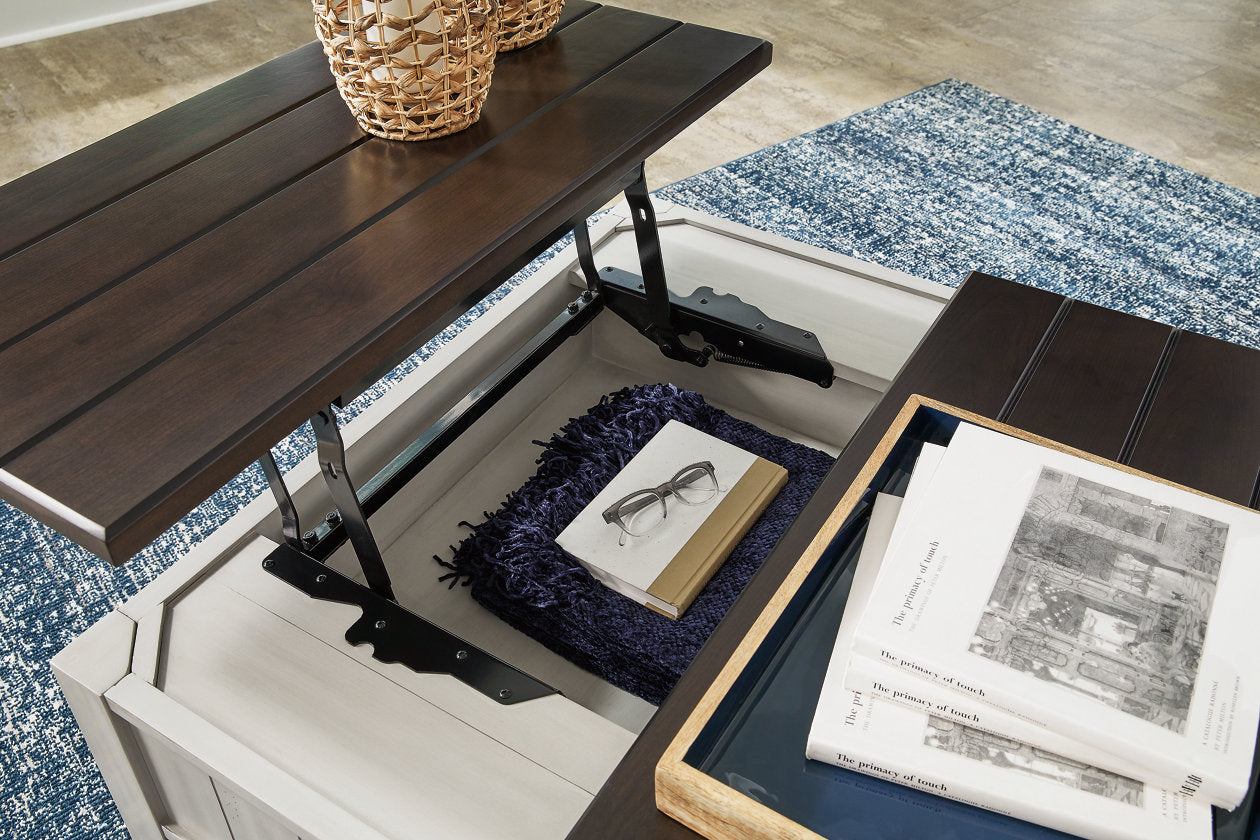 Darborn Gray/Brown Lift-top Coffee Table and 2 Chairside End Tables - Ashley - Luna Furniture