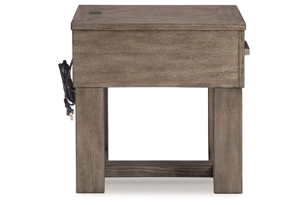 Loyaska Grayish Brown/White Lift-top Coffee Table and 2 End Tables - Ashley - Luna Furniture