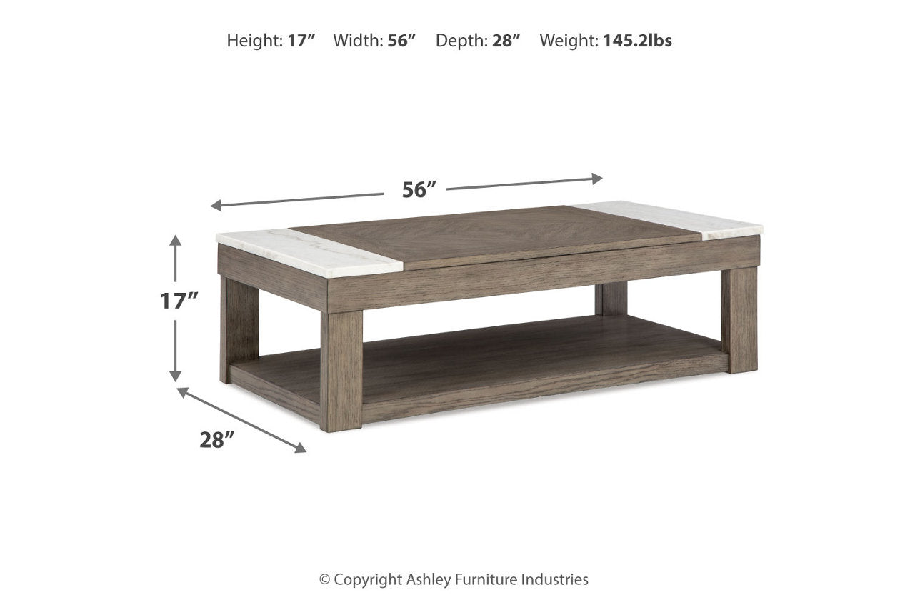 Loyaska Grayish Brown/White Lift-top Coffee Table and 2 End Tables - Ashley - Luna Furniture