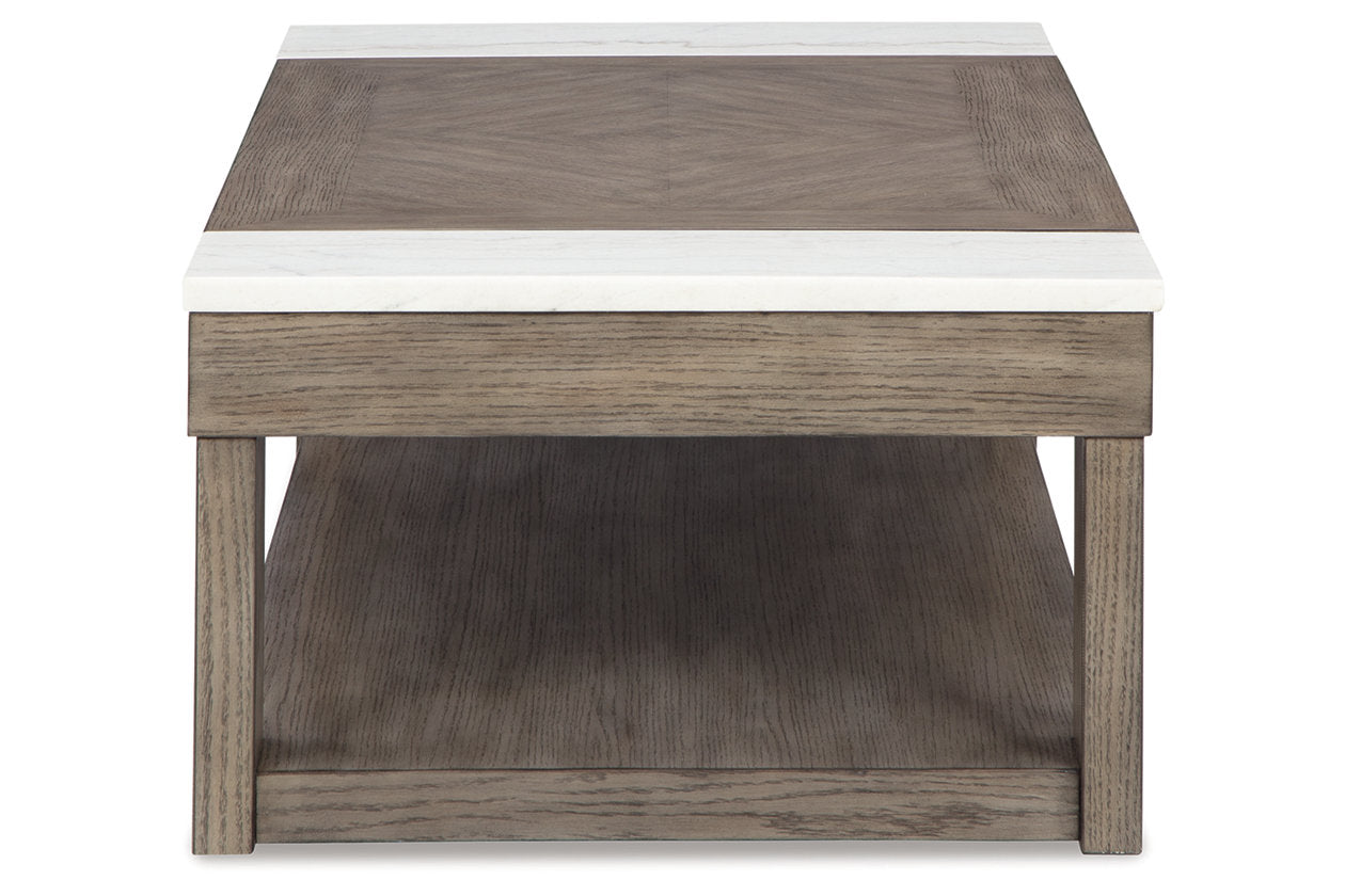 Loyaska Grayish Brown/White Lift-top Coffee Table and 2 End Tables - Ashley - Luna Furniture