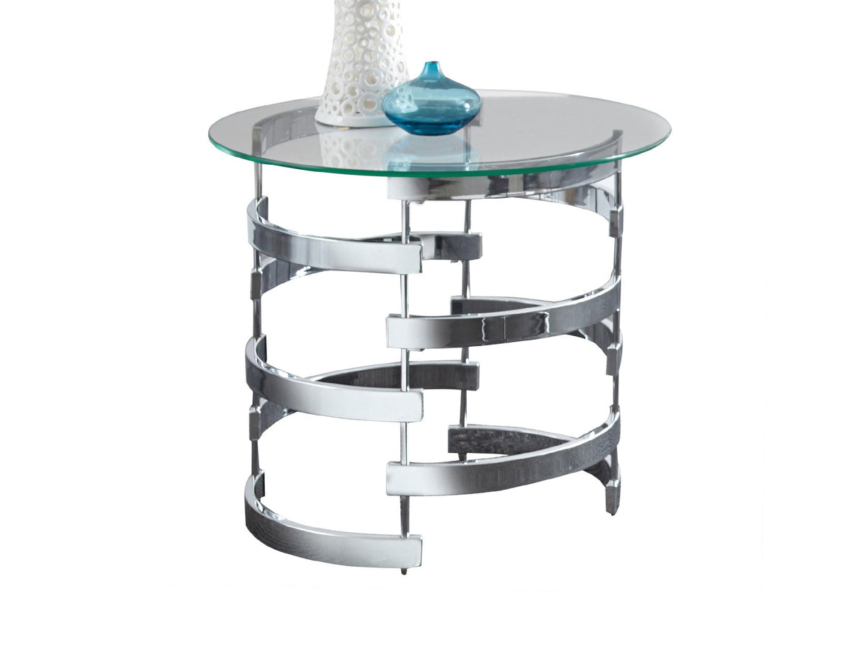 Tayside Chrome Glass Top End Table