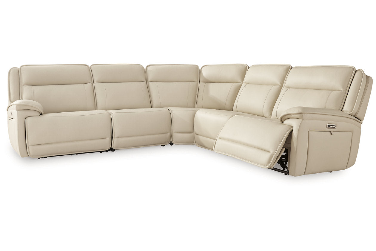 Double Deal Almond 5-Piece Power Reclining Sectional - Ashley - Luna Furniture
