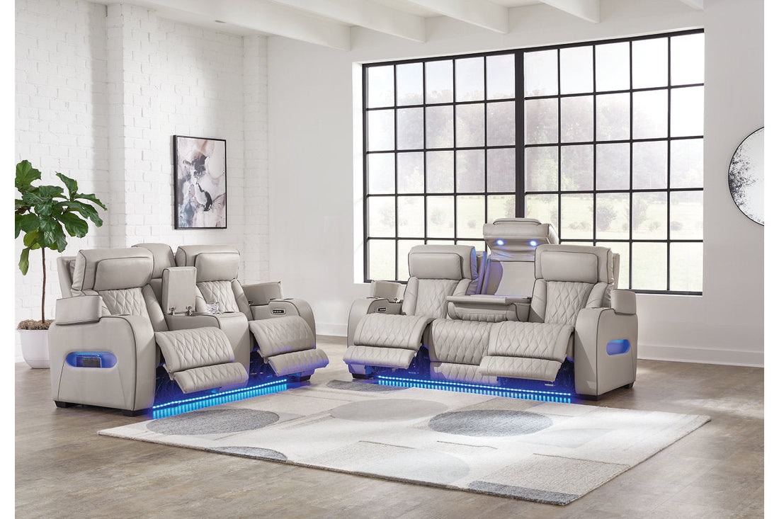 Boyington Gray Power Reclining Living Room Set - Ashley - Luna Furniture