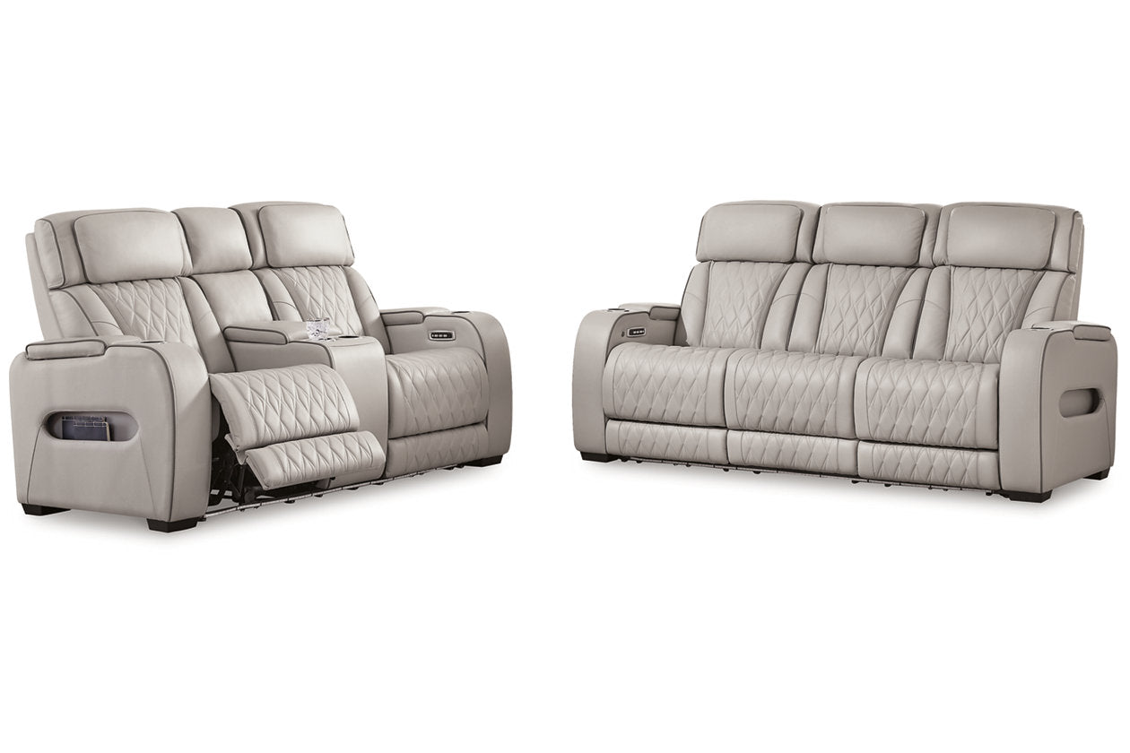 Boyington Gray Power Reclining Living Room Set - Ashley - Luna Furniture