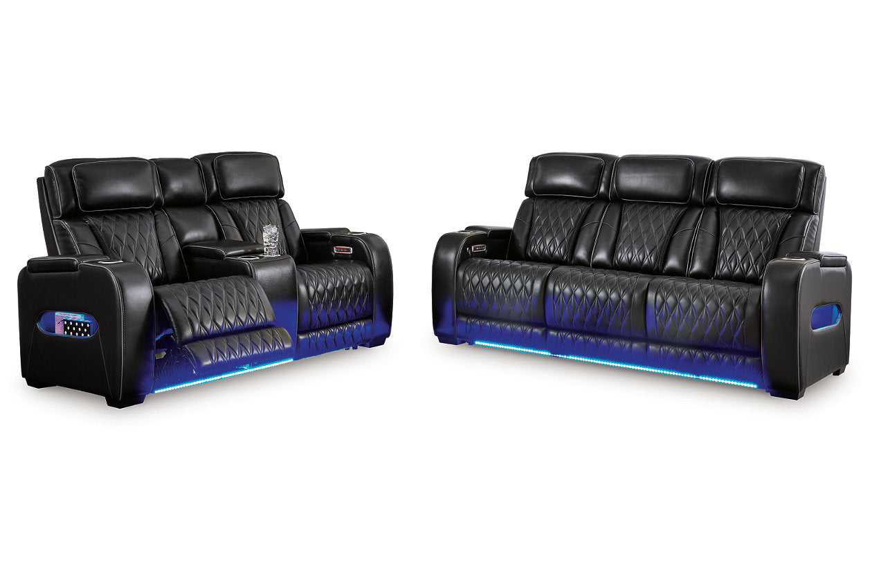 Boyington Black Power Reclining Living Room Set - Ashley - Luna Furniture