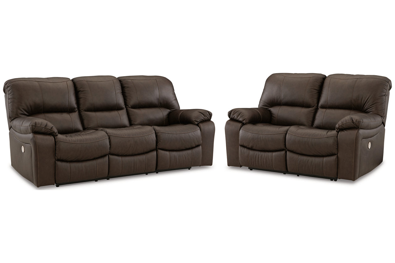 Leesworth Dark Brown Power Reclining Living Room Set - Ashley - Luna Furniture