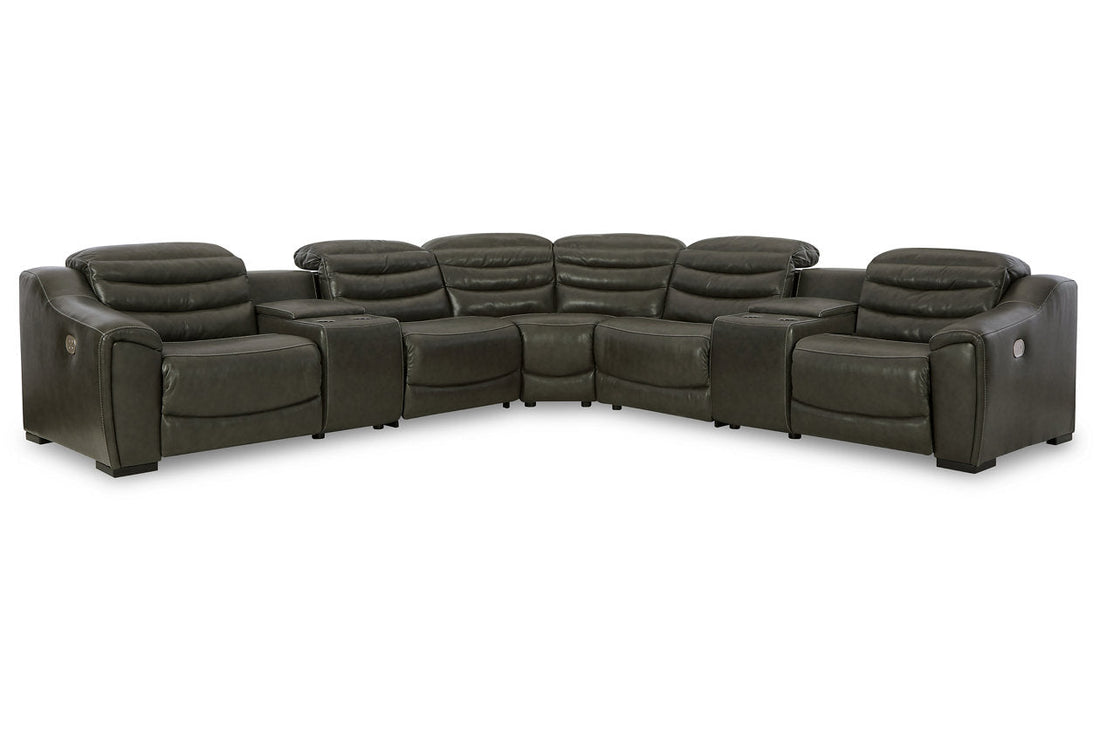 Center Line Dark Gray 7-Piece Power Reclining Sectional - Ashley - Luna Furniture