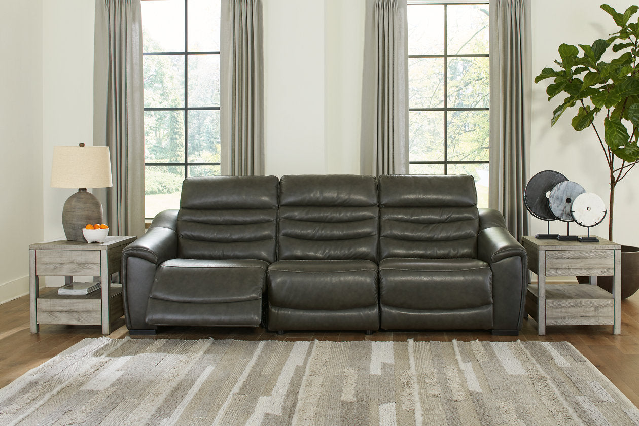 Center Line Dark Gray 3-Piece Power Reclining Sectional Sofa - Ashley - Luna Furniture