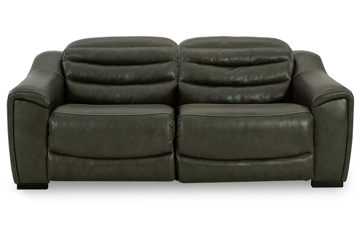 Center Line Dark Gray 2-Piece Power Reclining Sectional Loveseat - Ashley - Luna Furniture