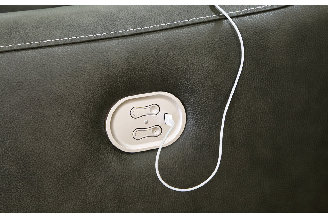 Center Line Dark Gray 2-Piece Power Reclining Sectional Loveseat - Ashley - Luna Furniture