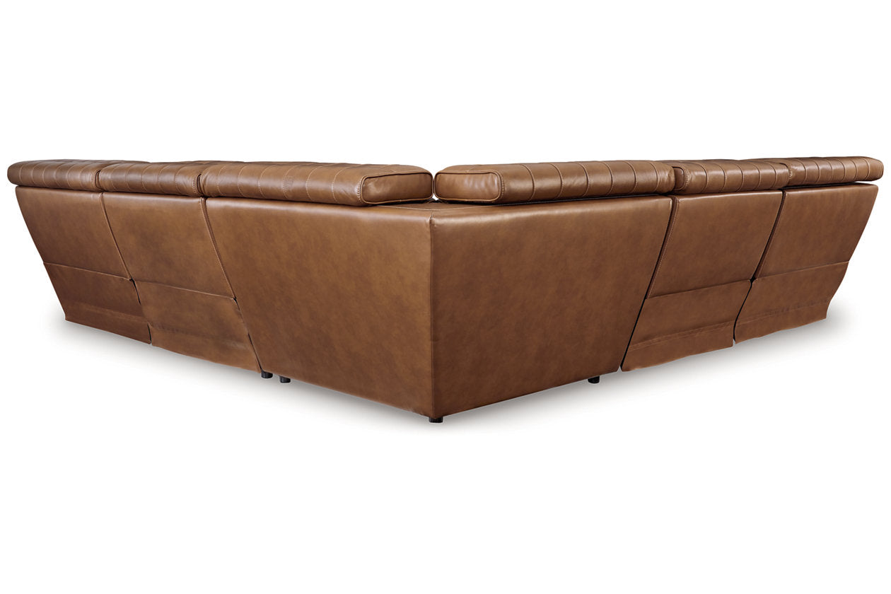 Temmpton Chocolate 5-Piece Power Reclining Sectional - Ashley - Luna Furniture
