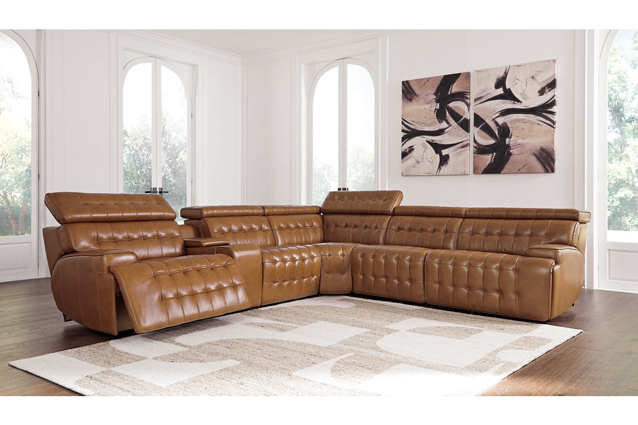 Temmpton Chocolate 6-Piece Power Reclining Sectional - Ashley - Luna Furniture