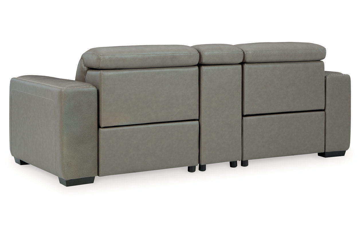 Correze Gray 3-Piece Power Reclining Sectional Loveseat - Ashley - Luna Furniture
