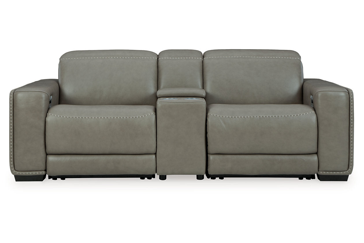 Correze Gray 3-Piece Power Reclining Sectional Loveseat - Ashley - Luna Furniture