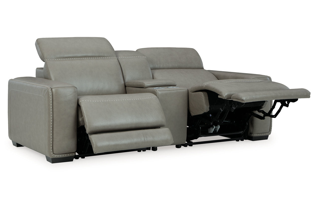 Correze Gray 3-Piece Power Reclining Sectional Loveseat - Ashley - Luna Furniture