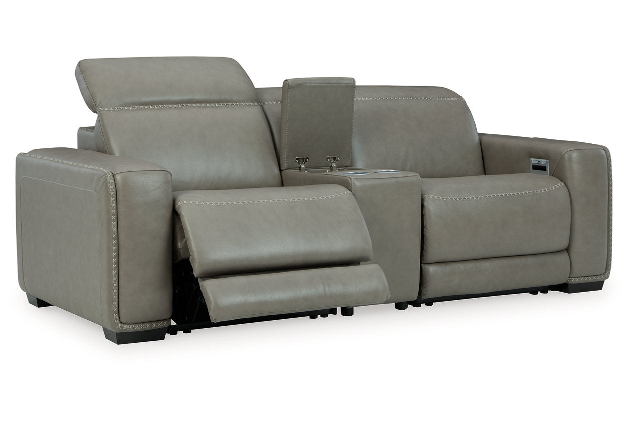 Correze Gray 3-Piece Power Reclining Sectional Loveseat - Ashley - Luna Furniture