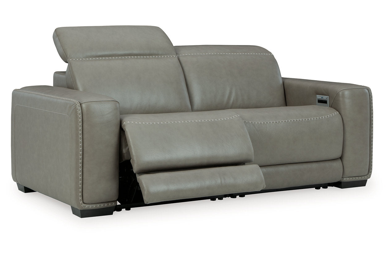 Correze Gray 2-Piece Power Reclining Sectional Loveseat - Ashley - Luna Furniture