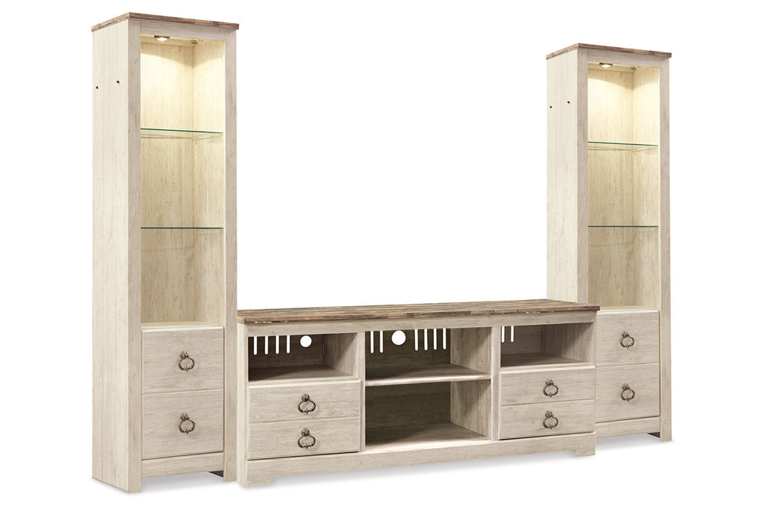 Willowton Whitewash 3-Piece Entertainment Center - Ashley - Luna Furniture