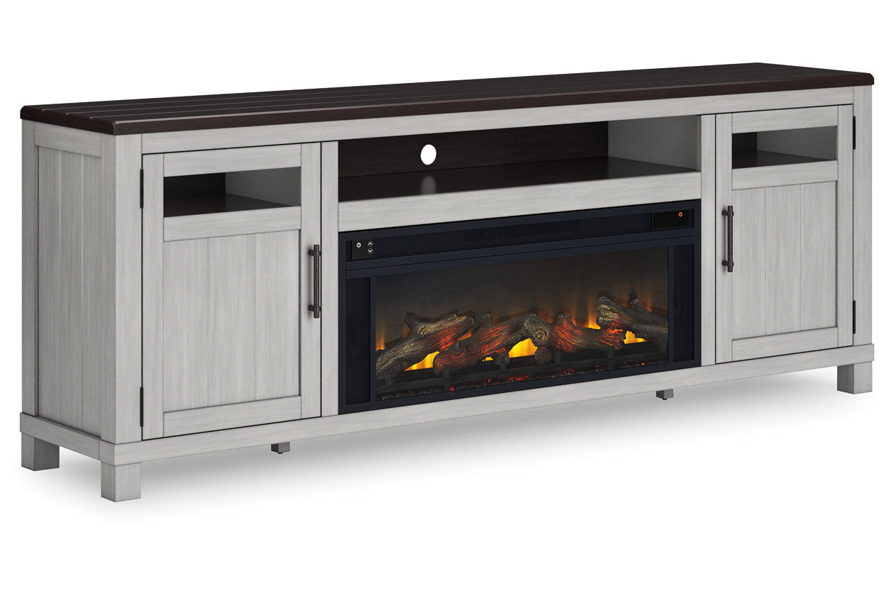 Darborn Gray/Brown 88" TV Stand with Electric Fireplace - Ashley - Luna Furniture